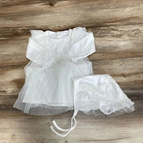 NWoT Tulle Overlay Dress & Bonnet sz 6-9m - Me 'n Mommy To Be