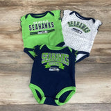 NFL Team 3Pk Seahawks Bodysuits sz 0-3m - Me 'n Mommy To Be