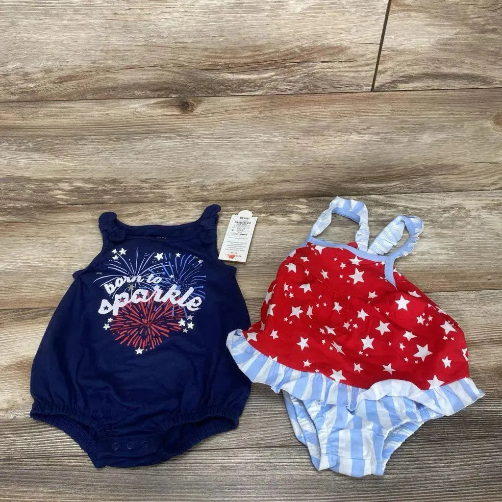 NEW Cat & Jack 3pc Born To Sparkle Romper Set sz 3-6m - Me 'n Mommy To Be