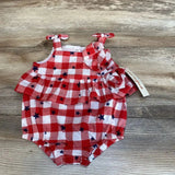 NEW Cat & Jack 2pc Gingham Stars Romper & Headband sz 0-3m - Me 'n Mommy To Be