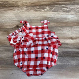 NEW Cat & Jack 2pc Gingham Stars Romper & Headband sz 0-3m - Me 'n Mommy To Be