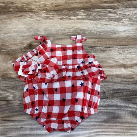 NEW Cat & Jack 2pc Gingham Stars Romper & Headband sz 0-3m - Me 'n Mommy To Be