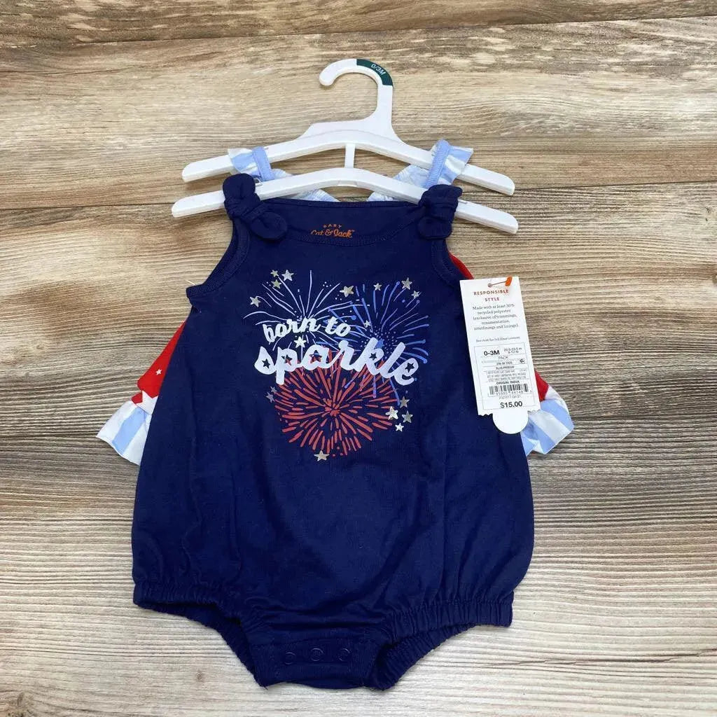 NEW Cat & Jack 3pc Born To Sparkle Romper Set sz 0-3m - Me 'n Mommy To Be
