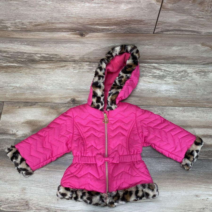 Pistachio Cheetah Faux Fur Trim Coat sz 12m - Me 'n Mommy To Be