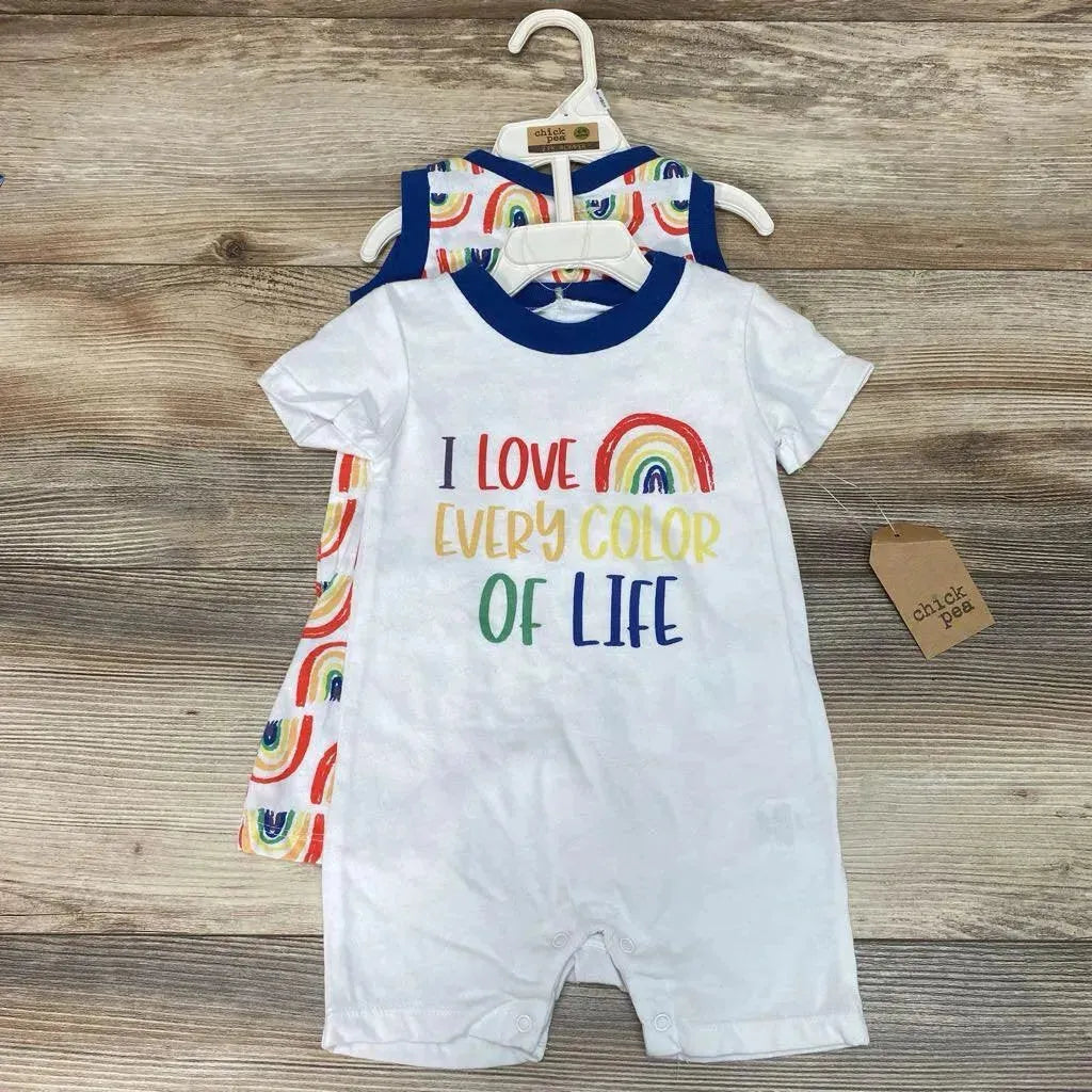 NEW Chick Pea 2Pk Rainbow Romper sz 6-9m - Me 'n Mommy To Be