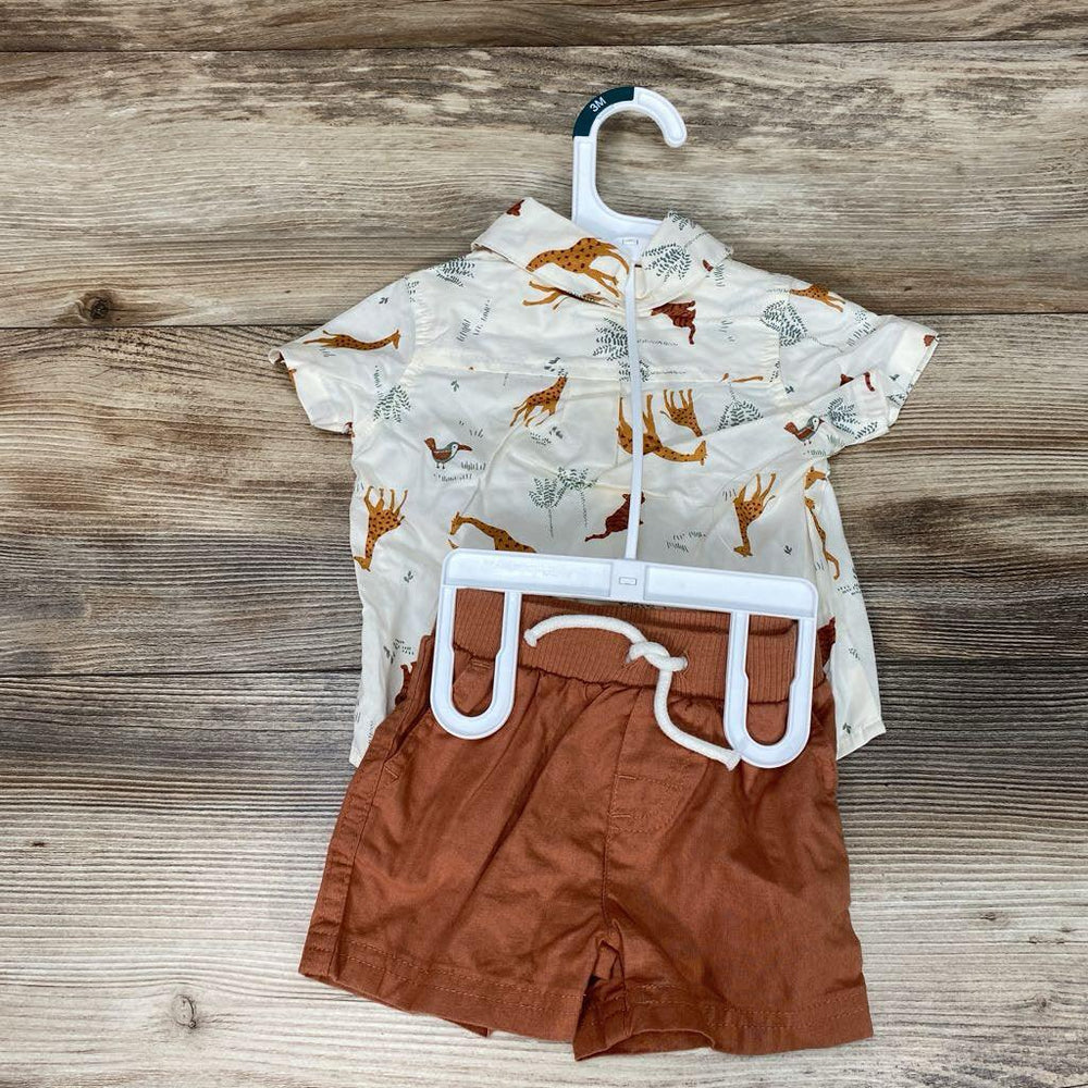 NEW Just One You 2pc Giraffe Button-Up Shirt & Shorts sz 3m - Me 'n Mommy To Be