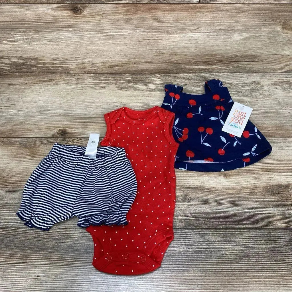 NEW Just One You Cherry Tank, Bodysuit & Short Set sz NB - Me 'n Mommy To Be