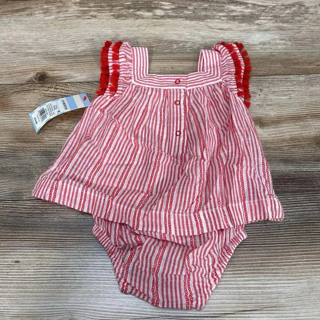 NEW Cat & Jack Tassel Trim Striped Romper sz 3-6m - Me 'n Mommy To Be