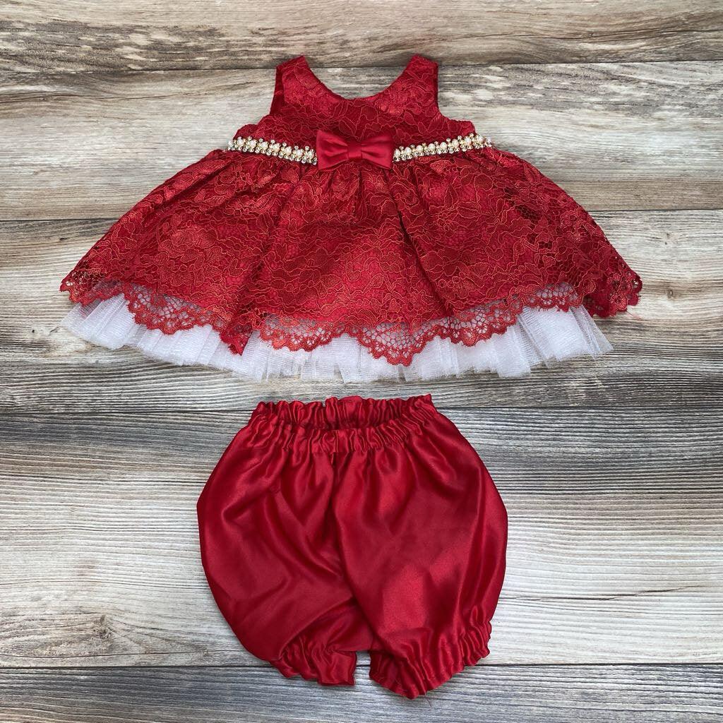 American Princess 2pc Lace Dress & Bloomers sz 6m - Me 'n Mommy To Be