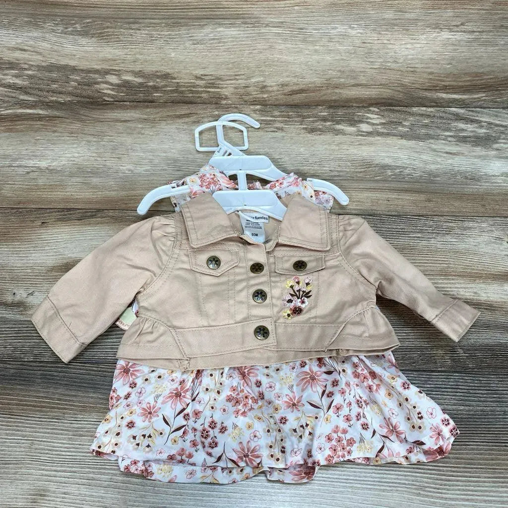 Daisy Fuentes NEW 3Pc Floral Jacket & Dress Set sz 0-3m - Me 'n Mommy To Be