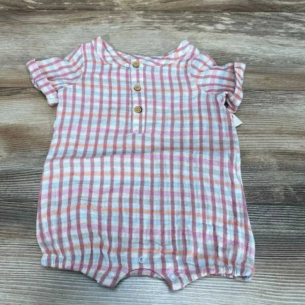 NEW Cat & Jack Plaid Henley Romper sz 3-6m - Me 'n Mommy To Be