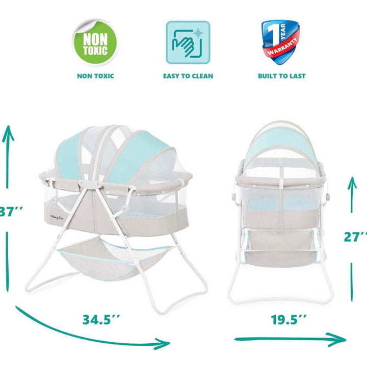 NEW Dream On Me Karley Bassinet in Blue/Grey - Me 'n Mommy To Be
