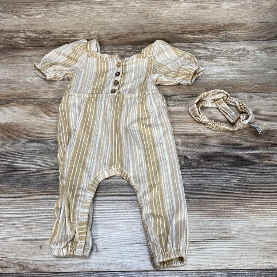 Jessica Simpson 2pc Striped Jumpsuit & Headband sz 6-9m - Me 'n Mommy To Be