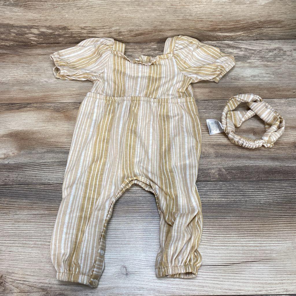 Jessica Simpson 2pc Striped Jumpsuit & Headband sz 6-9m - Me 'n Mommy To Be