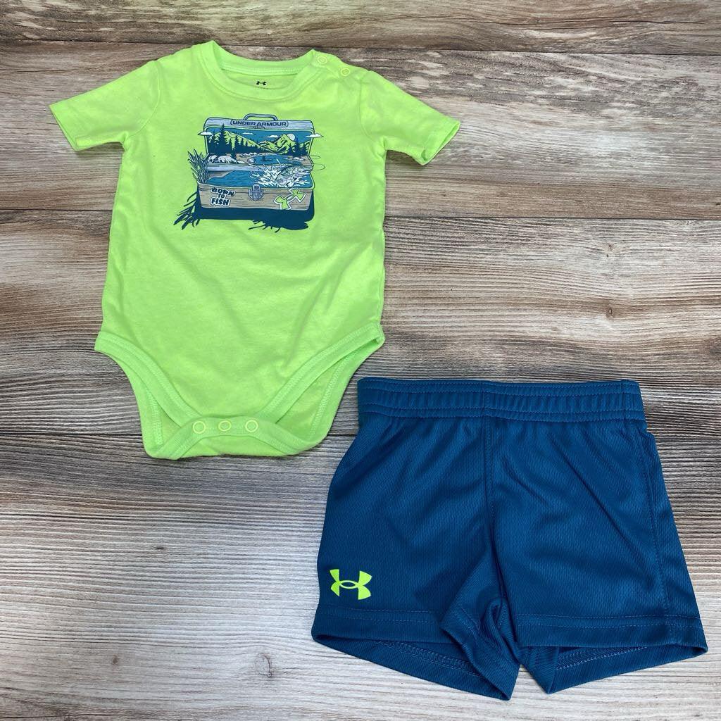 Under Armour 2Pc Born To Fish Bodysuit & Shorts sz 3-6m - Me 'n Mommy To Be