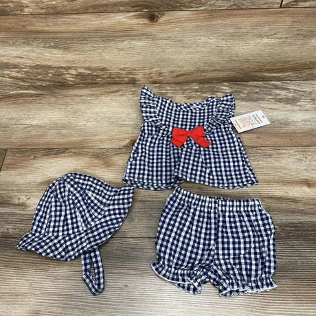 NEW Just One You 3pc Gingham Top + Shorts + Hat sz NB - Me 'n Mommy To Be