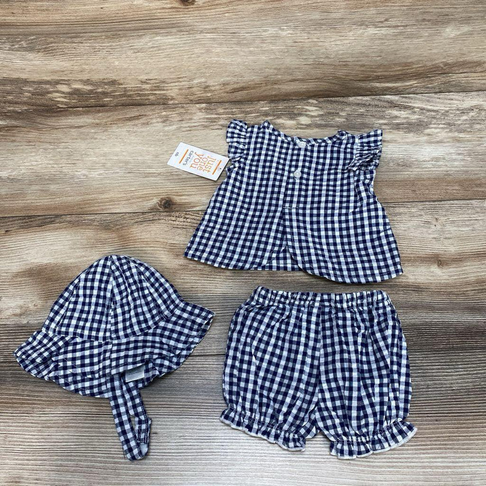 NEW Just One You 3pc Gingham Top + Shorts + Hat sz NB - Me 'n Mommy To Be