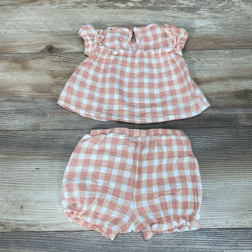 7 For All Mankind 2pc Gingham Muslin Shirt & Shorts sz 0-3m - Me 'n Mommy To Be