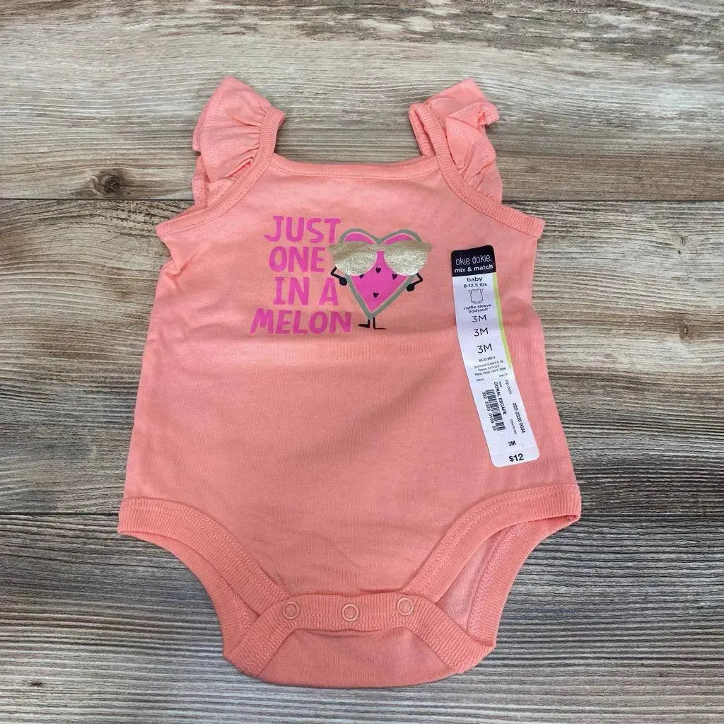 NEW Okie Dokie One In A Melon Ruffle Sleeve Bodysuit sz 3m - Me 'n Mommy To Be