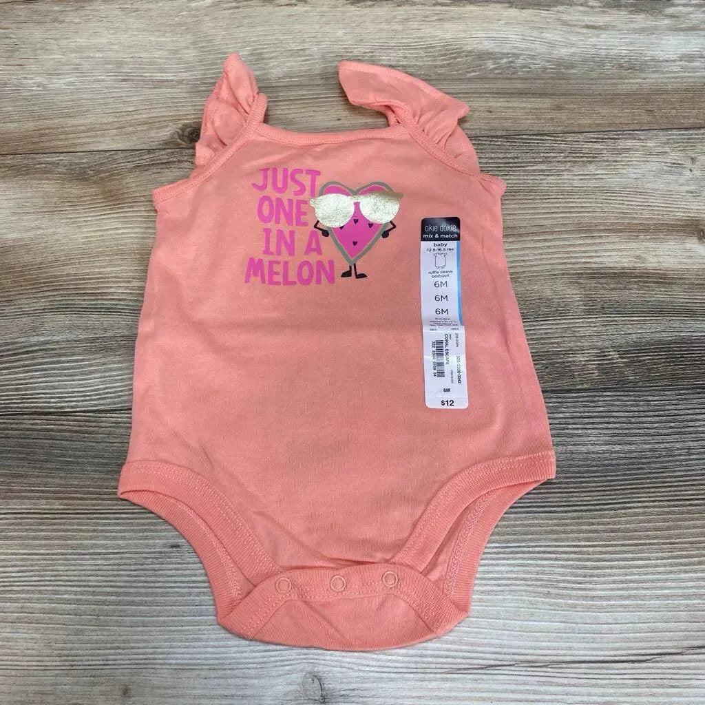 NEW Okie Dokie One In A Melon Ruffle Sleeve Bodysuit sz 6m - Me 'n Mommy To Be