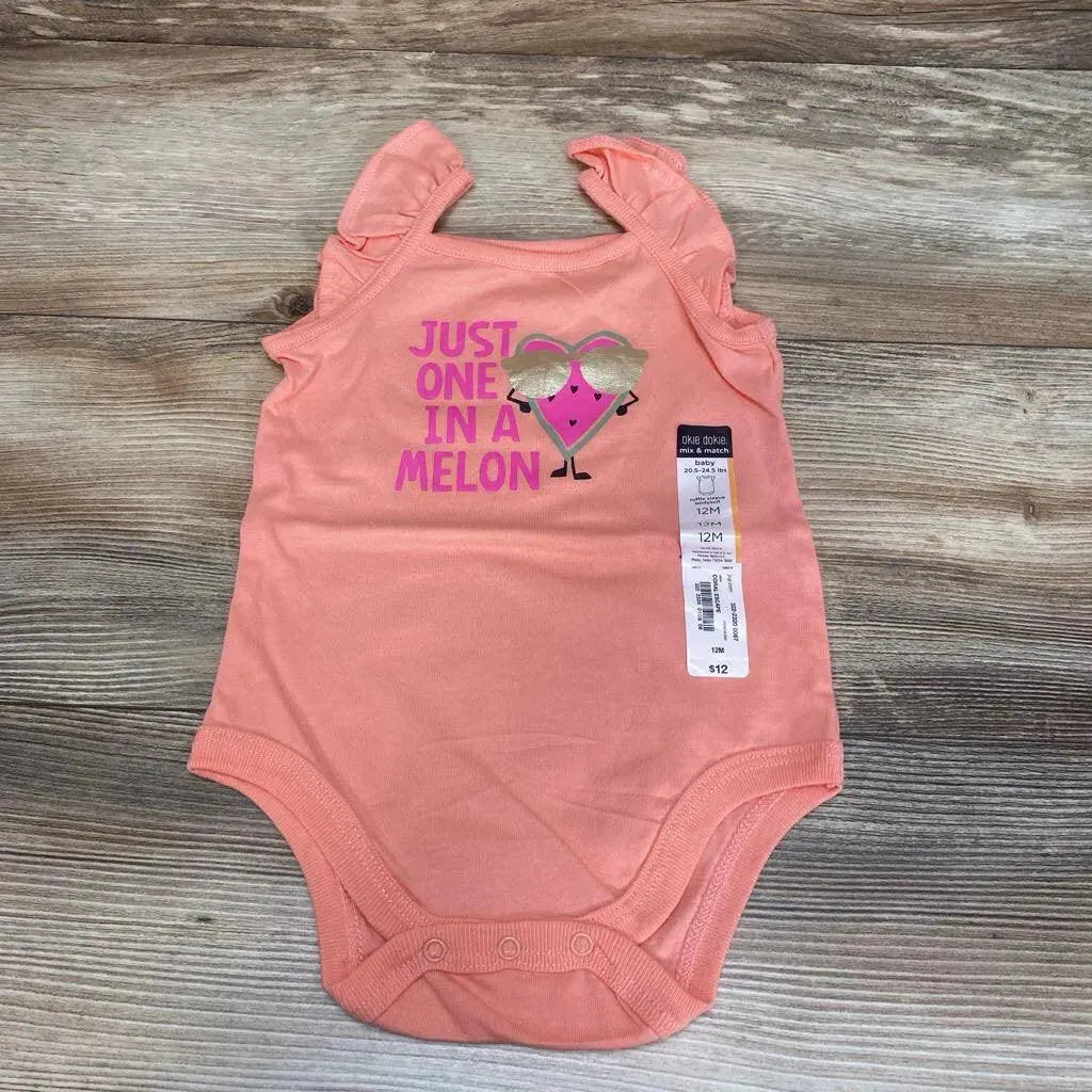 NEW Okie Dokie One In A Melon Ruffle Sleeve Bodysuit sz 12m - Me 'n Mommy To Be