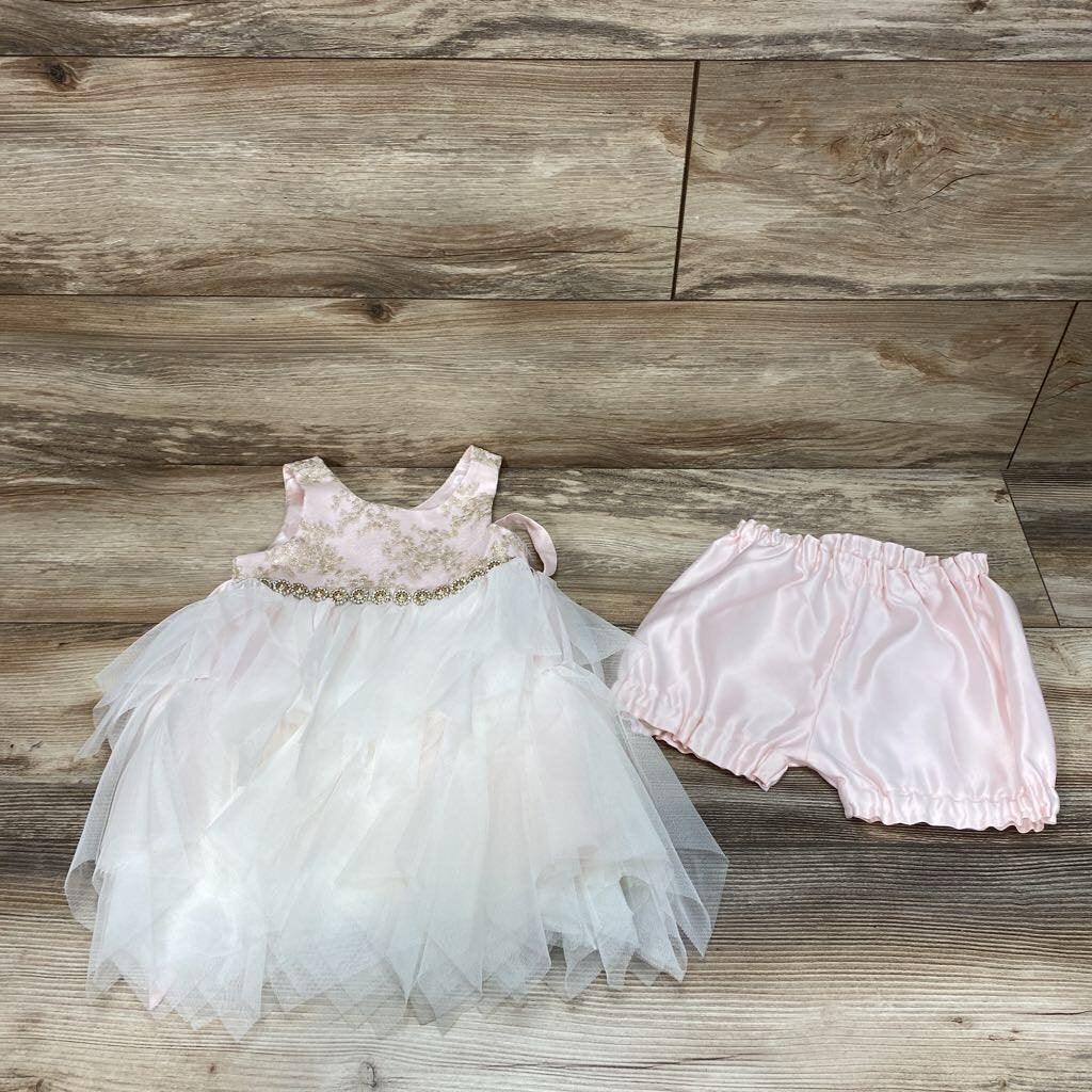 American Princess 2pc Lace Sleeveless Dress & Bloomers sz 24m