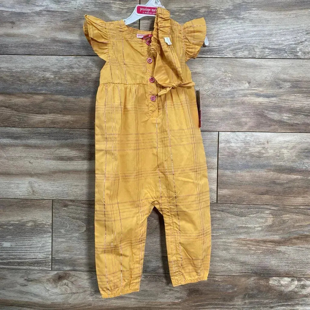 NEW Penelope Mack Henley Jumpsuit & Headband sz 12m - Me 'n Mommy To Be