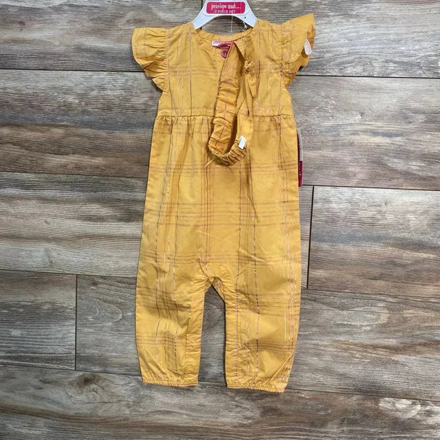 NEW Penelope Mack Henley Jumpsuit & Headband sz 12m - Me 'n Mommy To Be