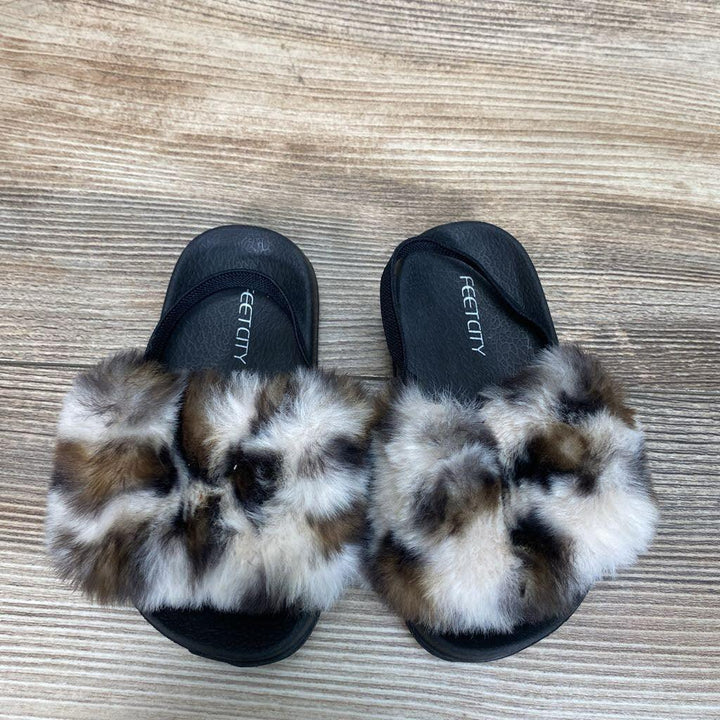 Feet City Faux Fur Slides With Back Strap sz 6c - Me 'n Mommy To Be