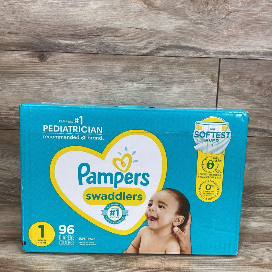 NEW Box of Pampers Swaddlers Diapers Sz 1 96ct - Me 'n Mommy To Be