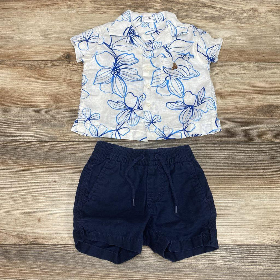 Baby Gap 2pc Floral Button-Up Shirt & Shorts sz 3-6m - Me 'n Mommy To Be