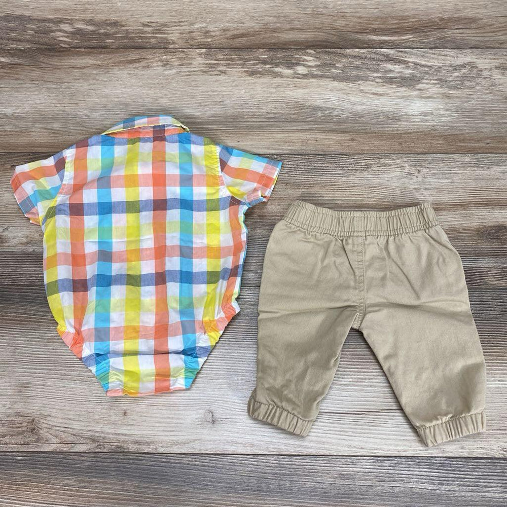 Baby B.U.M. 2pc Plaid Button Up Bodysuit & Shorts sz 3m - Me 'n Mommy To Be
