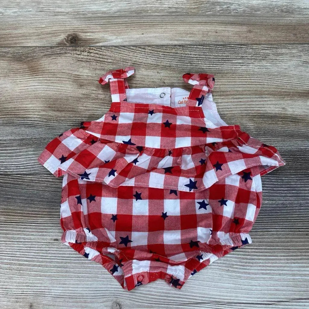 Cat & Jack Gingham Stars Bubble Romper sz NB - Me 'n Mommy To Be