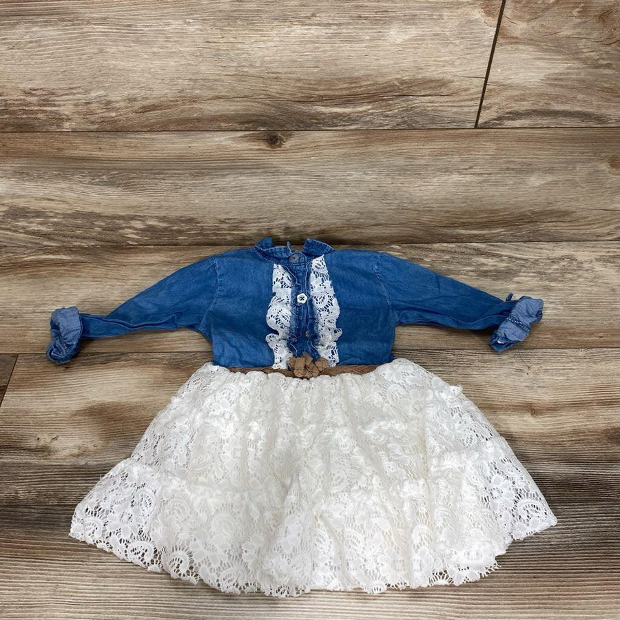 Little Lass Chambray Lace Dress sz 24m - Me 'n Mommy To Be