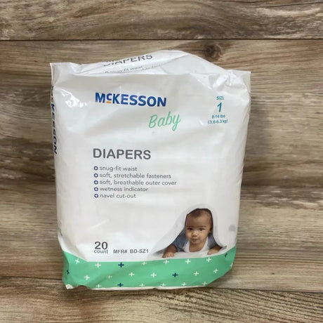 NEW McKesson Baby Diapers, 20ct Size 1 - Me 'n Mommy To Be