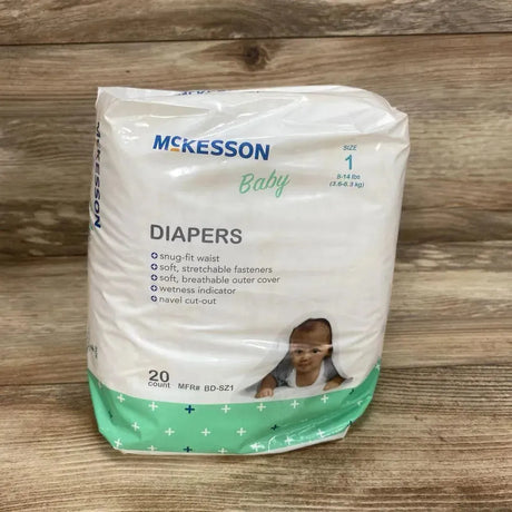 NEW McKesson Baby Diapers, 20ct Size 1 - Me 'n Mommy To Be