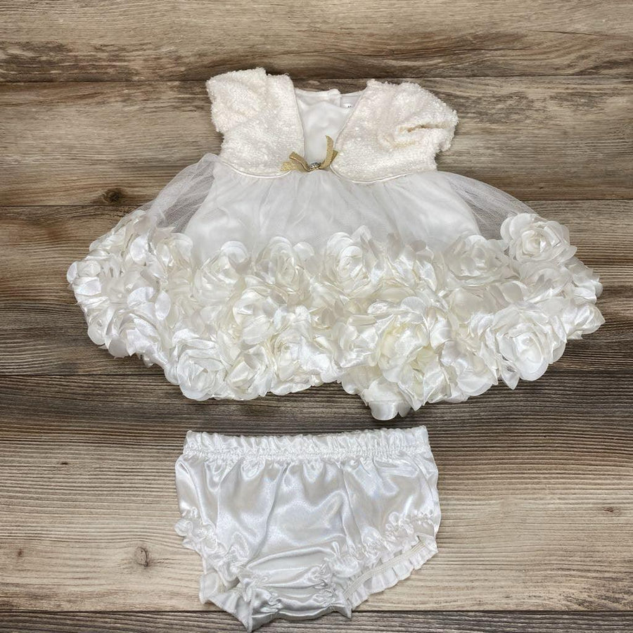 Nannette Baby 2pc Rosette Dress & Bloomers sz 6-9m - Me 'n Mommy To Be