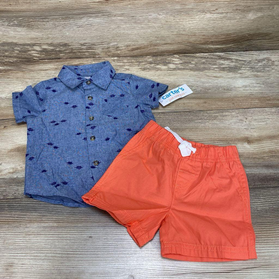 NEW Just One You 2pc Dino Button-Up Shirt & Shorts sz 9m - Me 'n Mommy To Be