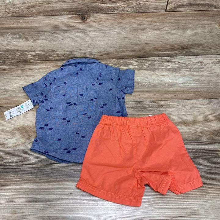 NEW Just One You 2pc Dino Button-Up Shirt & Shorts sz 9m - Me 'n Mommy To Be