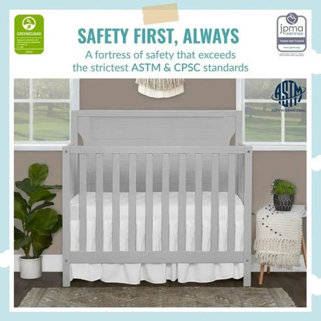 Dream On Me Bellport 4 in 1 Convertible Mini / Portable Crib in Grey - Me 'n Mommy To Be