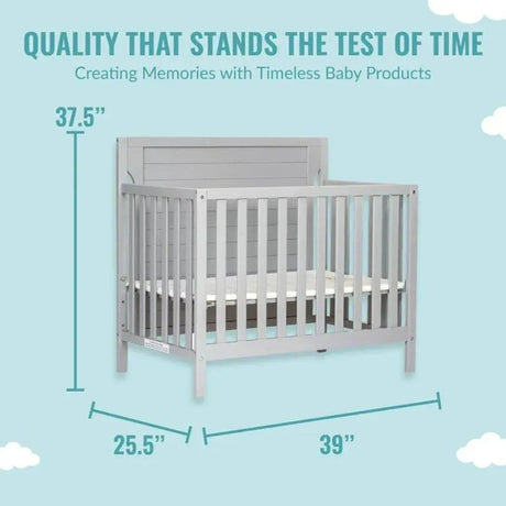 Dream On Me Bellport 4 in 1 Convertible Mini / Portable Crib in Grey - Me 'n Mommy To Be