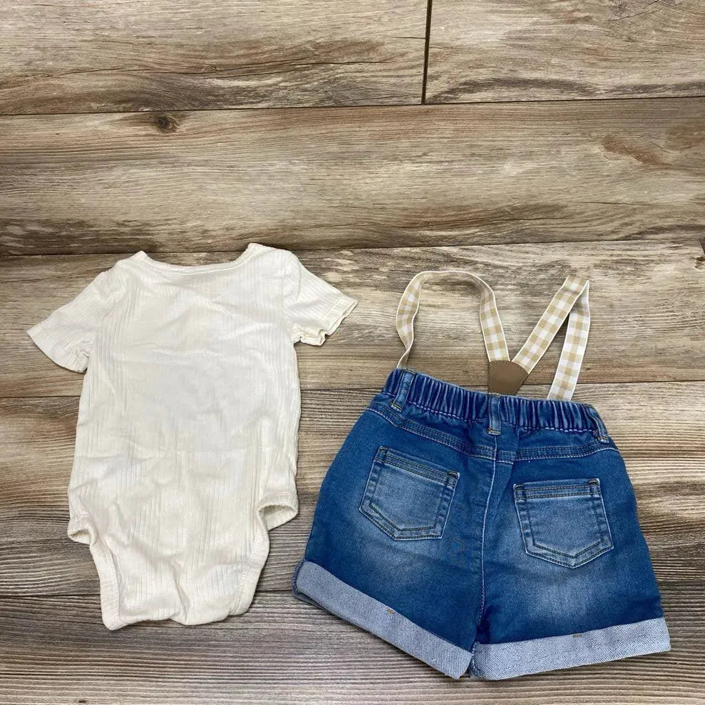 Cat & Jack 3pc Henley Suspender Short Set sz 6-9m - Me 'n Mommy To Be