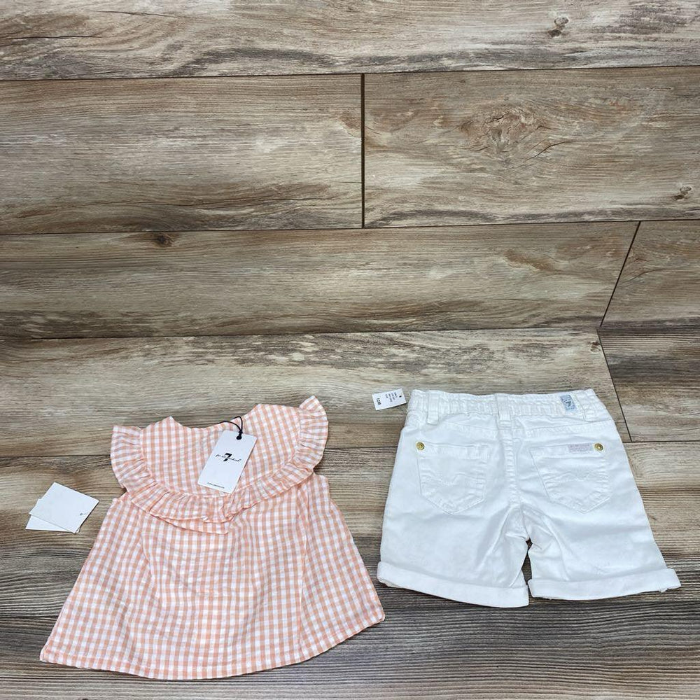 NEW 7 For All Mankind 2pc Gingham Shirt & Shorts sz 12m - Me 'n Mommy To Be