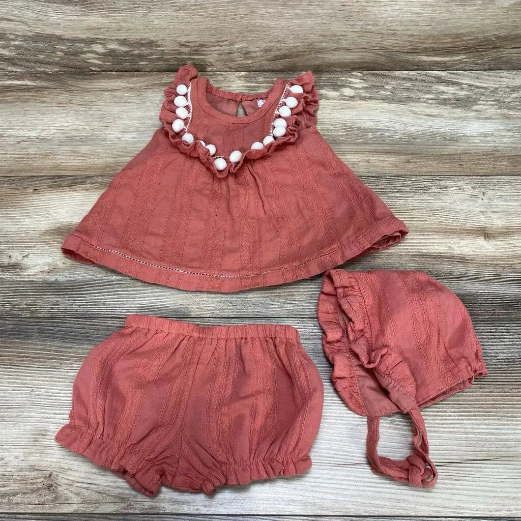 Tahari Baby 3pc Ruffle Pom Pom Dress & Bloomers sz 3-6m - Me 'n Mommy To Be