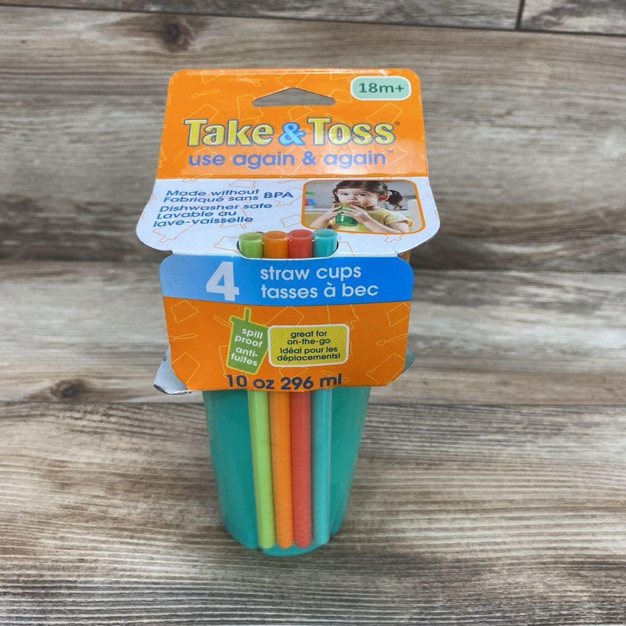 NEW The First Years 4pk Take & Toss 10oz Straw Cup w/Lids - Me 'n Mommy To Be