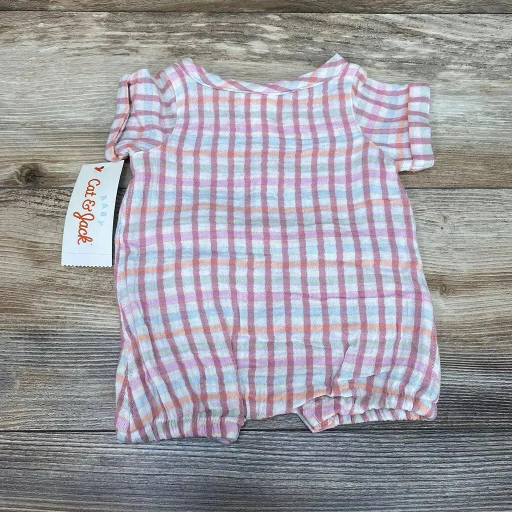 NEW Cat & Jack Plaid Henley Romper sz NB - Me 'n Mommy To Be