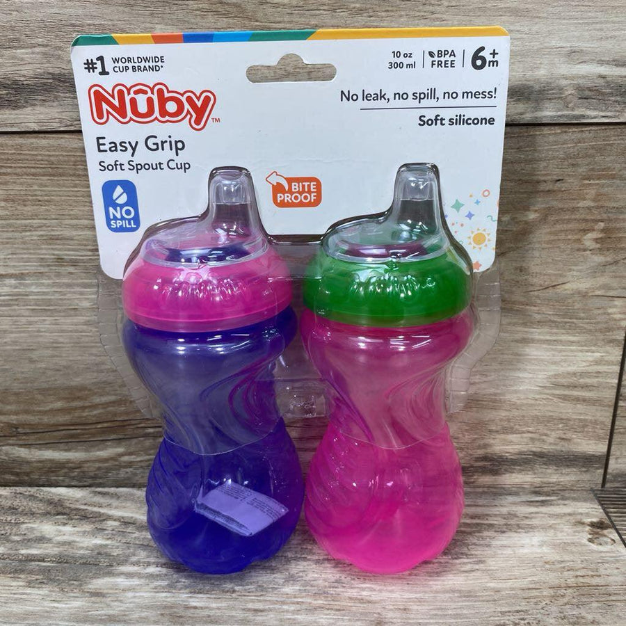 Nuby NEW 10oz. 2Pk Easy Grip Soft Spout Sippy Cups - Me 'n Mommy To Be