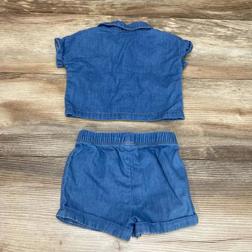 Cat & Jack 2pc Chambray Button Up Shirt & Shorts sz 0-3m - Me 'n Mommy To Be