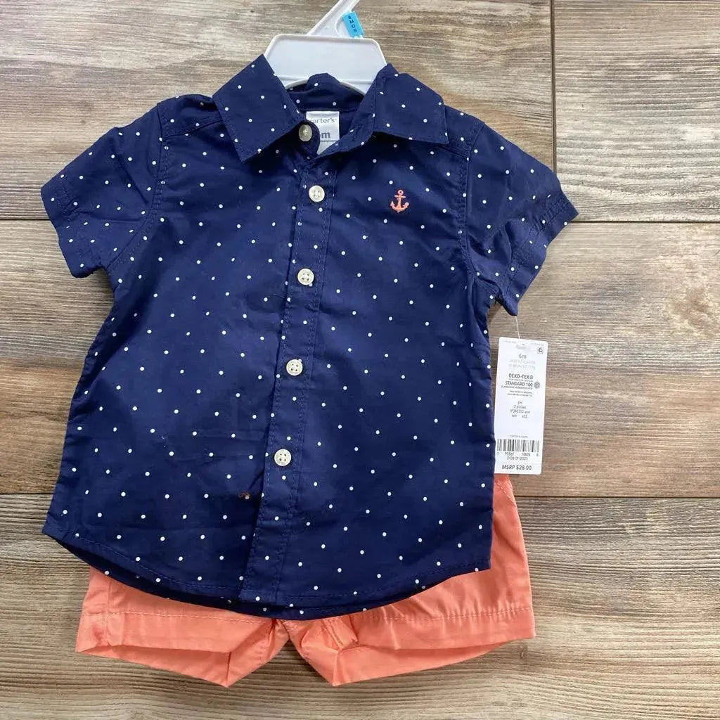 NEW Carter's 2pc Button-Up Shirt & Shorts sz 6m - Me 'n Mommy To Be