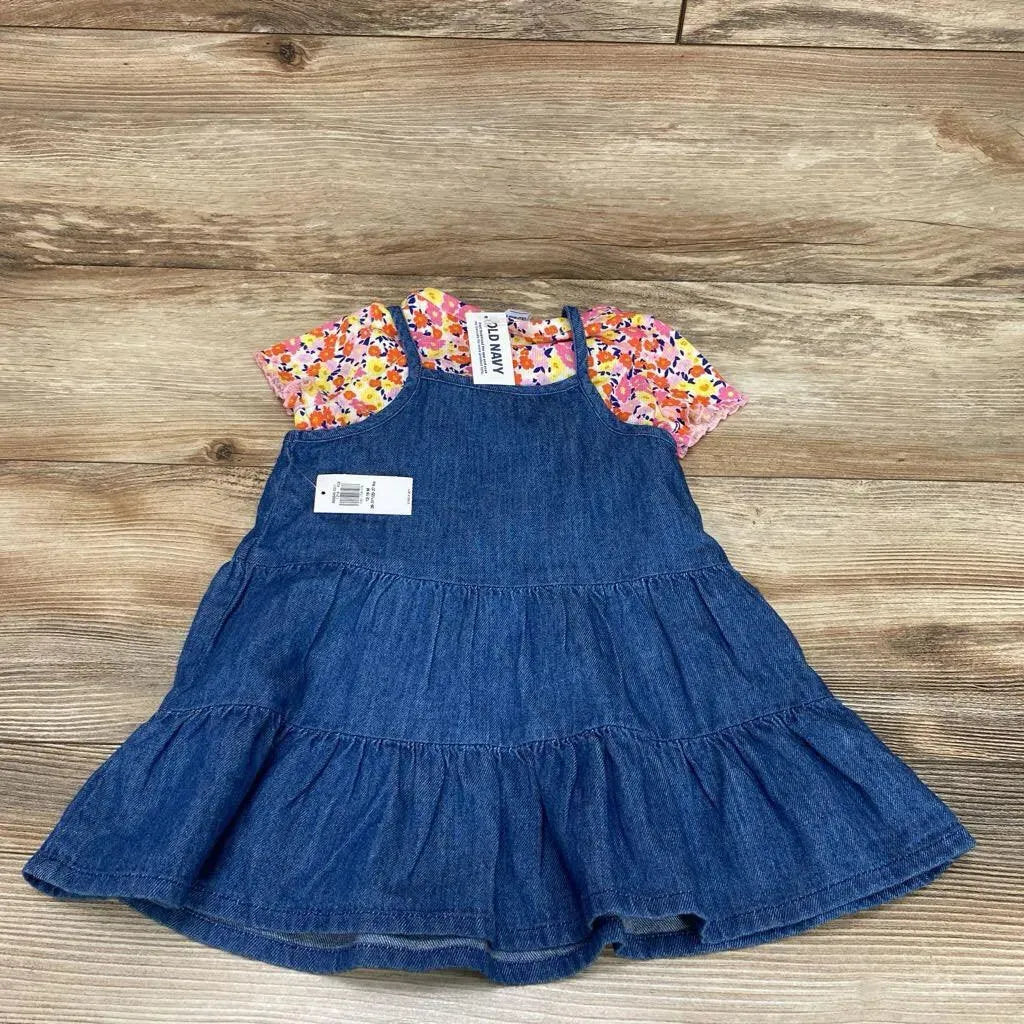 NEW Old Navy 2pc Floral Shirt & Chambray Dress sz 12-18m - Me 'n Mommy To Be